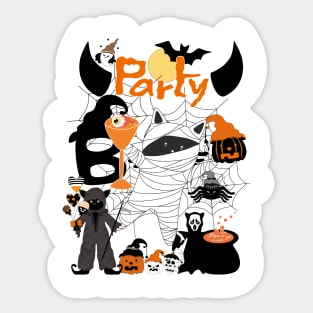 Cat Party Halloween Sticker